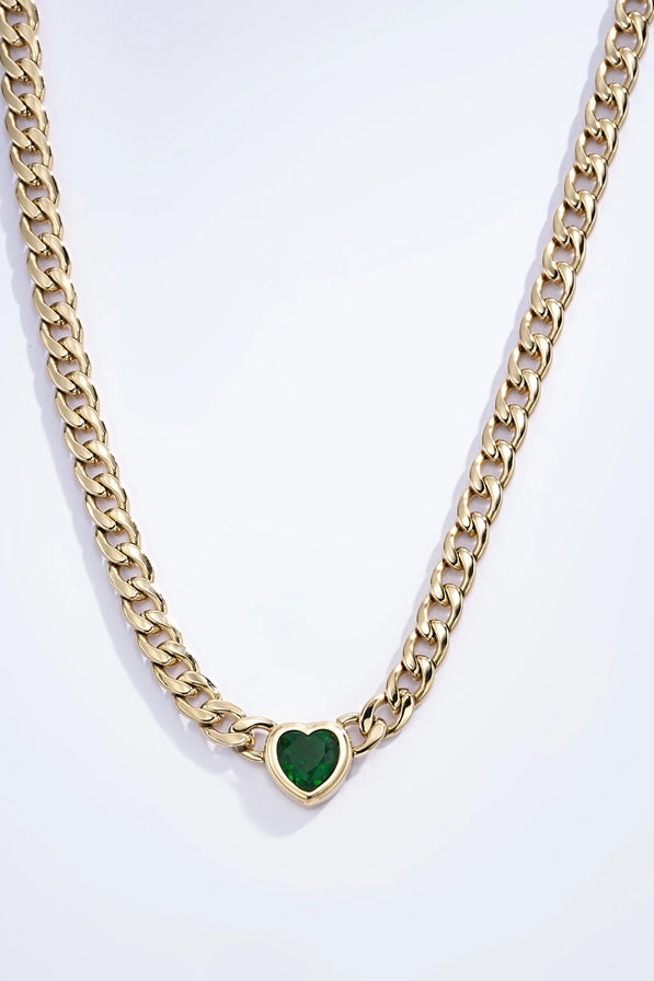 Cuore Sovrano – Collana con Pendente a versione gold con cuore verde e silver con cuore bianco