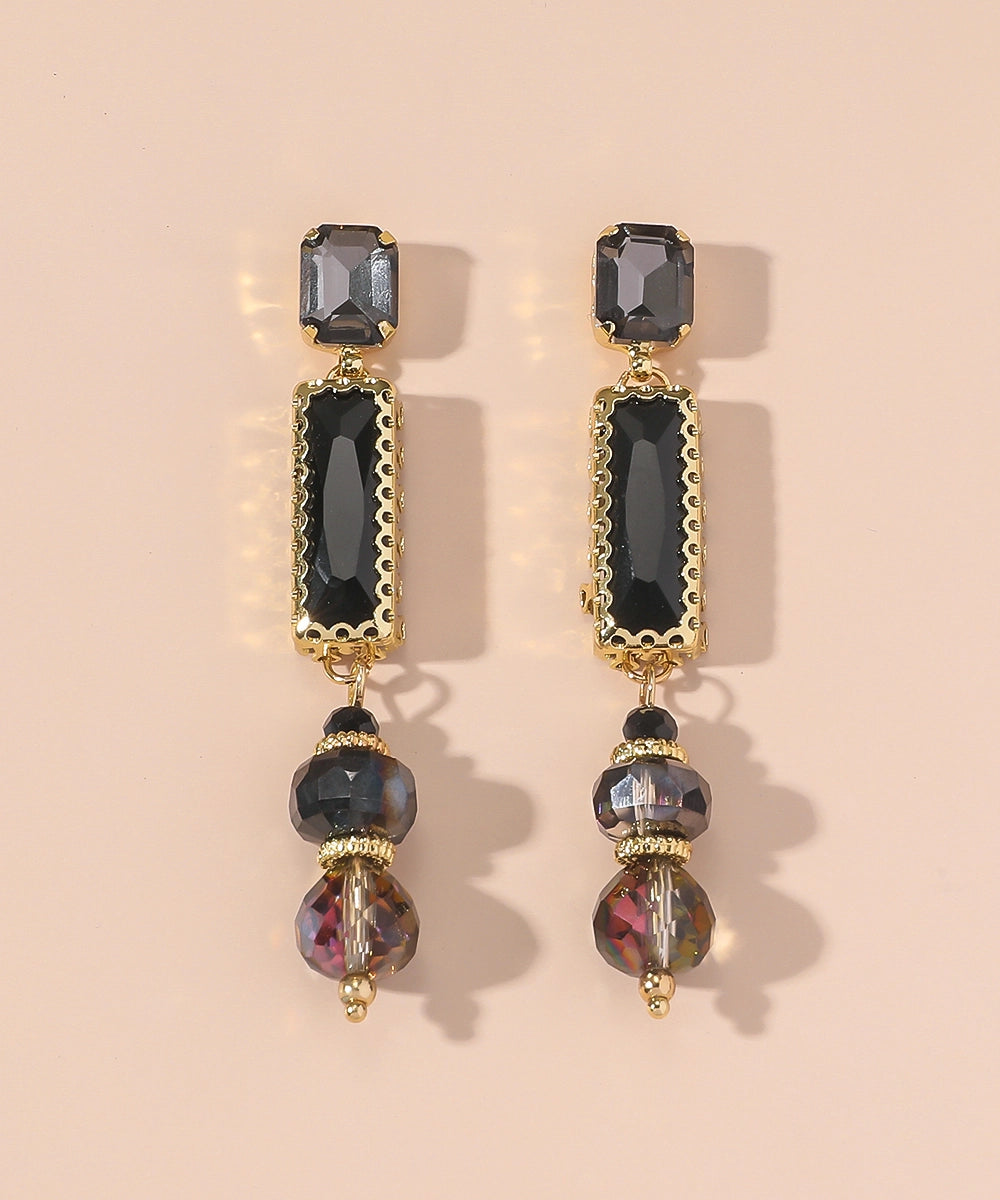 Rugiada di Primavera - Orecchini in Oro con Cristalli Multicolore - Nero - Verde