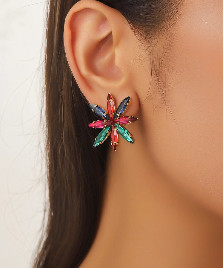 Orecchini a bottone Stella di Cristallo in acciaio inossidabile di vari colori