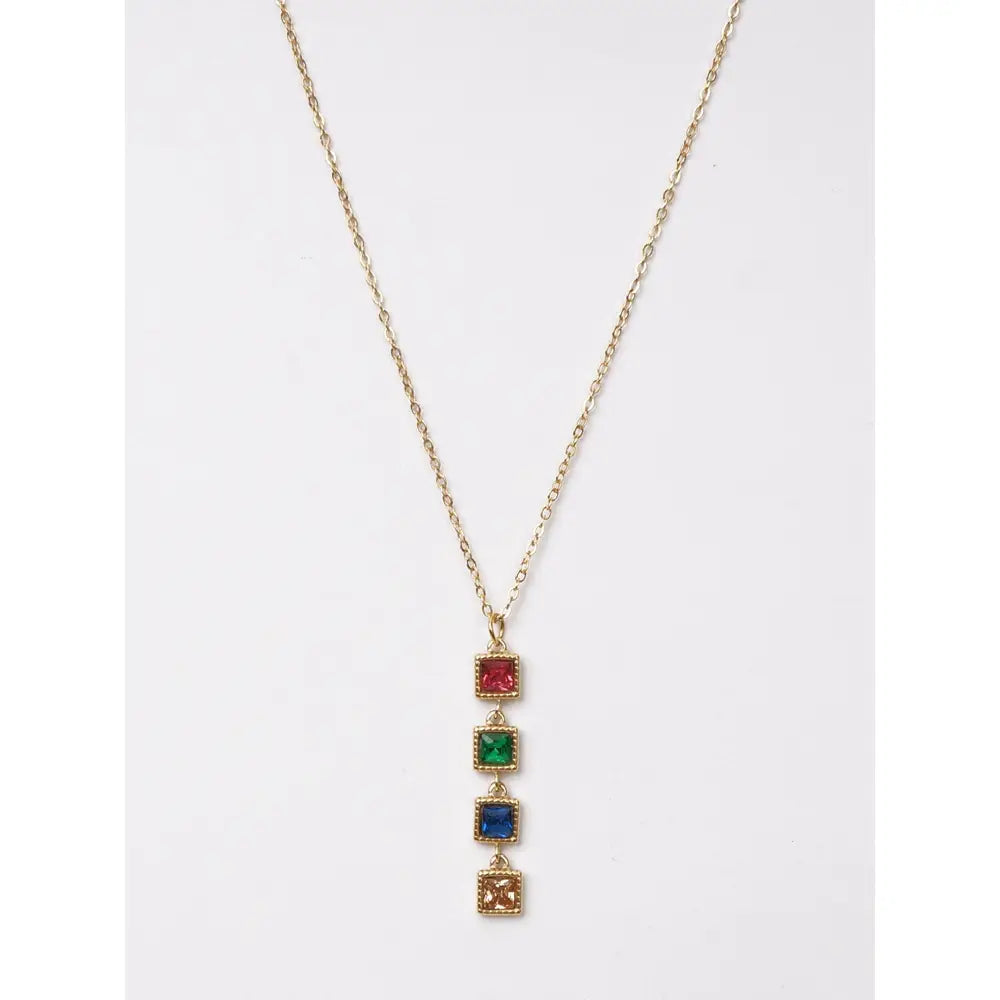 Collana Quadra Shine | Gioiello a Cascata in Acciaio Inossidabile Dorato - Elegante, Anallergica e Resistente