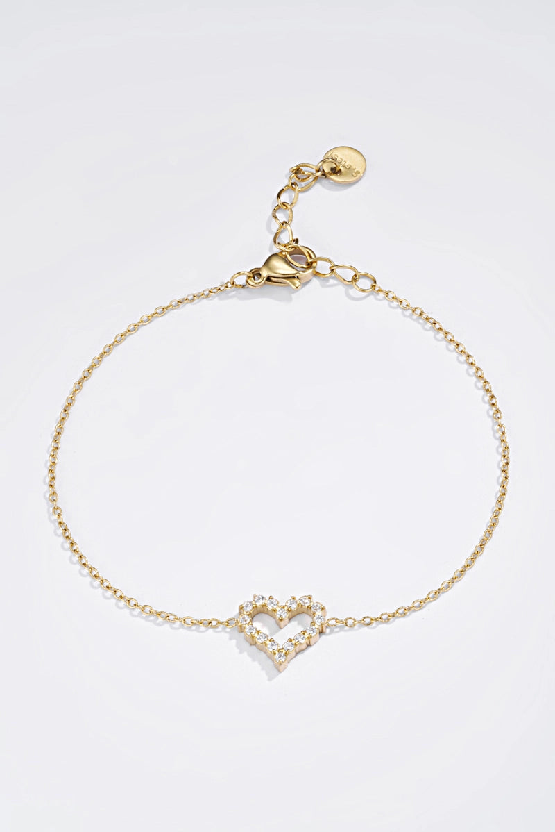 Bracciale Love Crystal in Acciaio Inossidabile Oro – Bracciale Cuore con Zirconi Donna