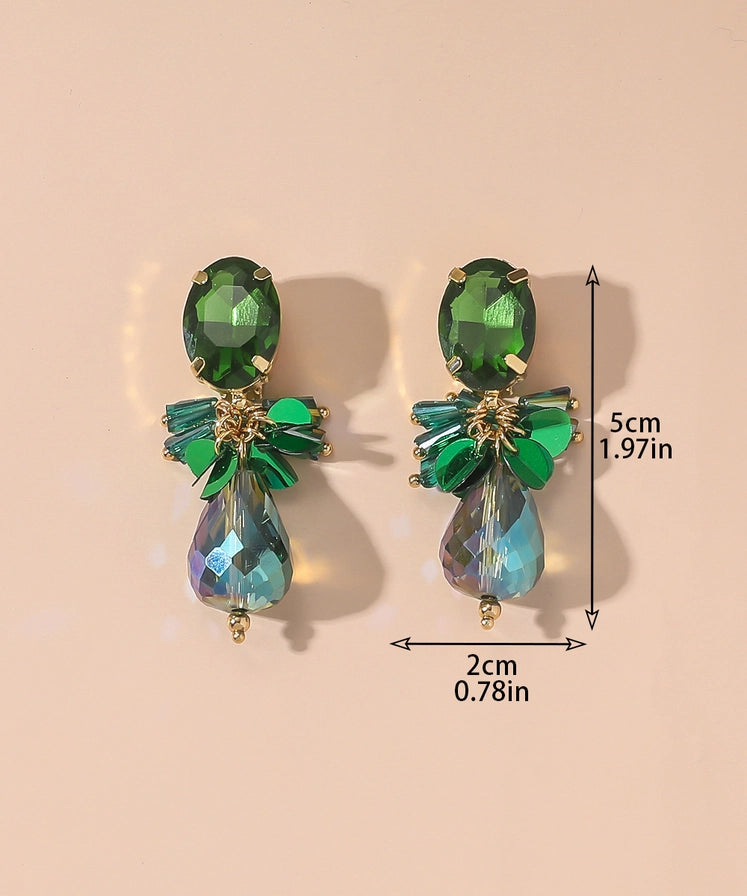 Orecchini WOOD in acciaio inossidabile verdi con pendenti e chiusura a clip