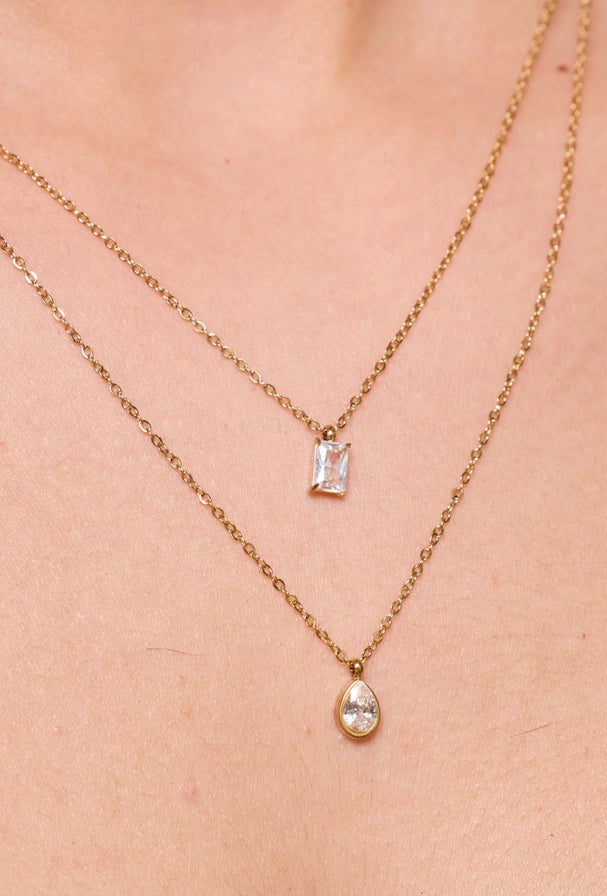 Collana "Doppia Luce", con doppia catena in acciaio inossidabile