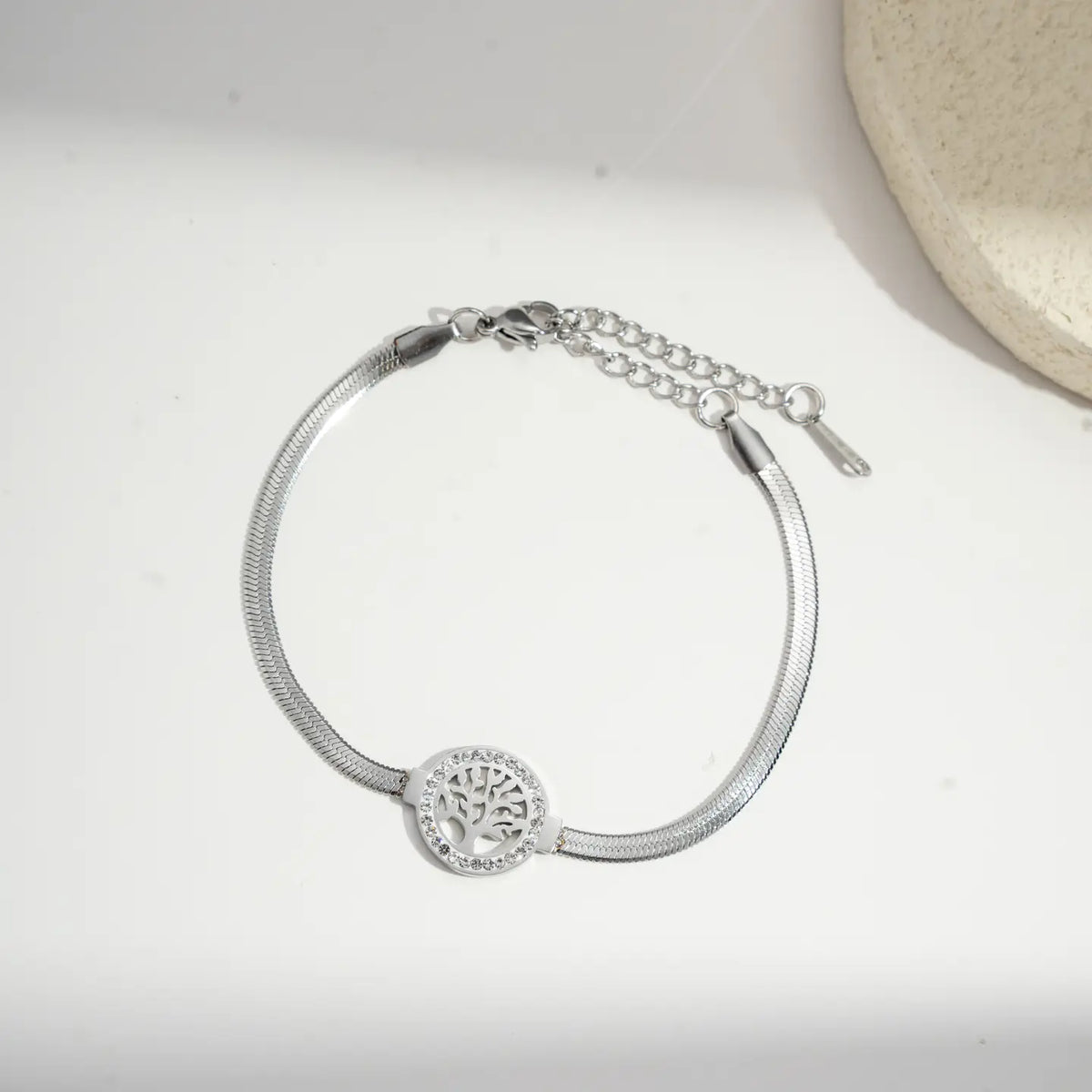 Bracciale Albero della Vita Donna in Acciaio Inox Dorato e Argento con Zirconi