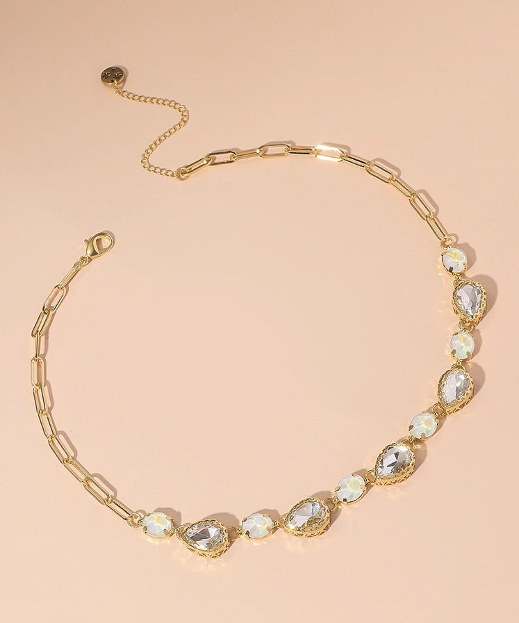 Collana "Eden" girocollo con pietre colorate e strass