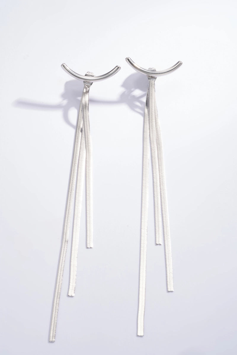 Orecchini Fili di Vento - Orecchini in acciaio inossidabile anallergici con chiusura tripla fascia pendente snake