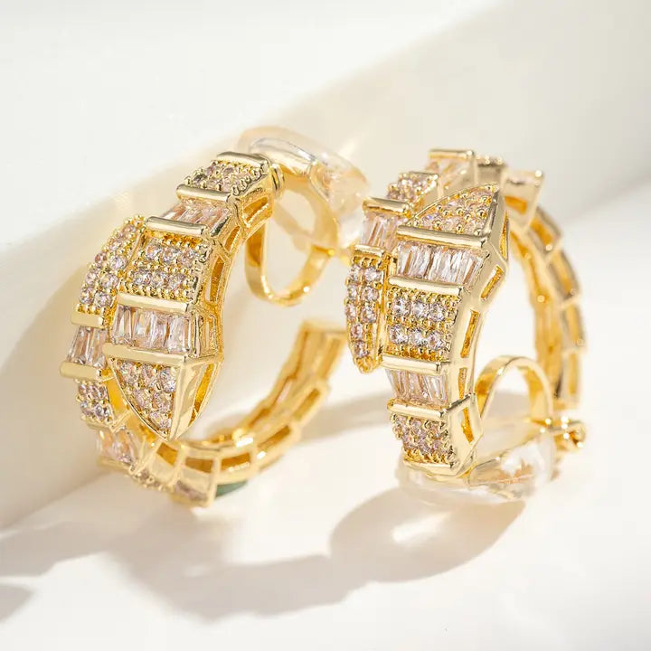 Orecchini a clip Crystal Edge in acciaio inossidabile argento o oro – orecchini a clip eleganti con zirconi donna
