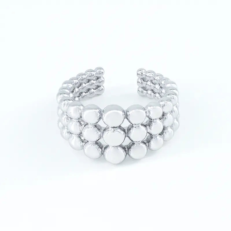 Anello Fascia Bolle Luminose in Acciaio Inossidabile - Eleganza Tattile e Moderna