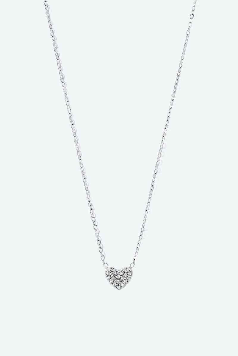 Collana cuore con zirconi in acciaio inossidabile oro/argento – collana elegante donna luminosa