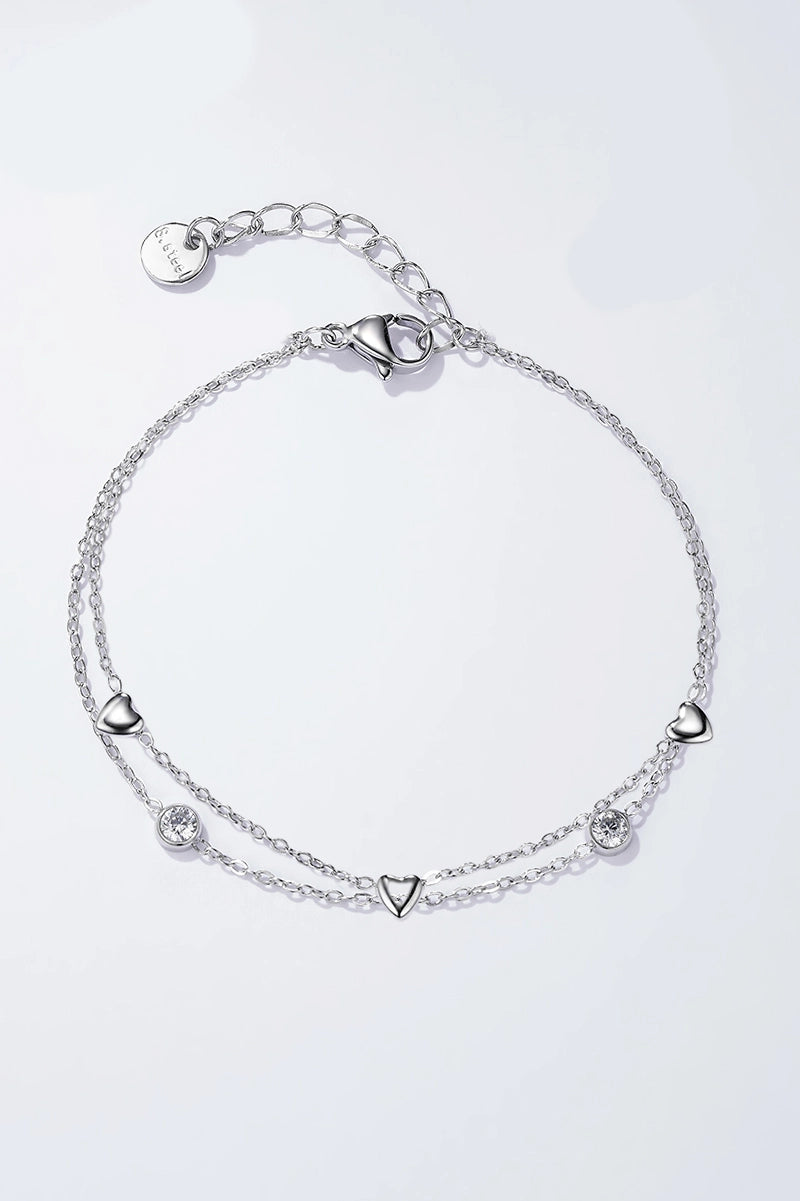 Bracciale AMOREA – Bracciale Donna in Acciaio Inossidabile con Cuori e Pietre Luminose