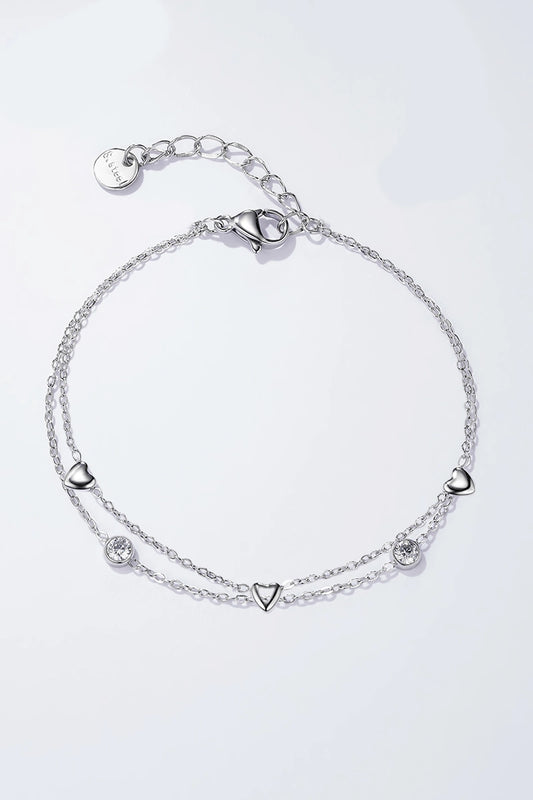 Bracciale AMOREA – Bracciale Donna in Acciaio Inossidabile con Cuori e Pietre Luminose