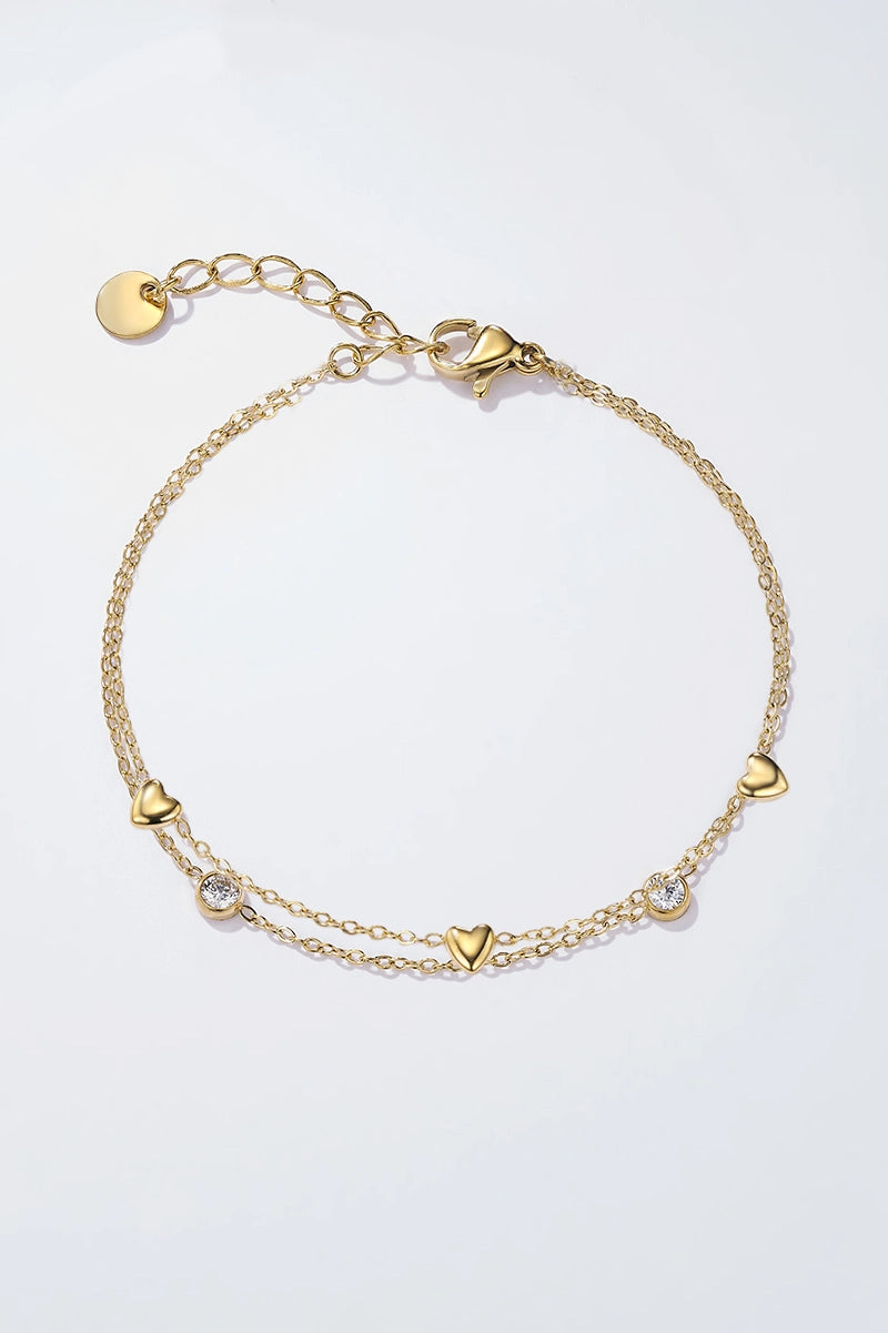 Bracciale AMOREA – Bracciale Donna in Acciaio Inossidabile con Cuori e Pietre Luminose