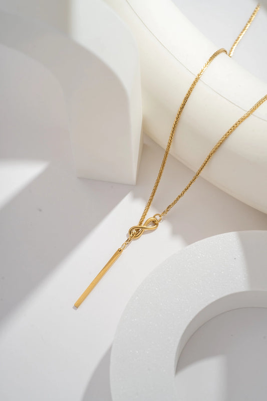 Collana Nodo Eterno in acciaio inossidabile oro/argento – collana minimal con pendente nodo e barra