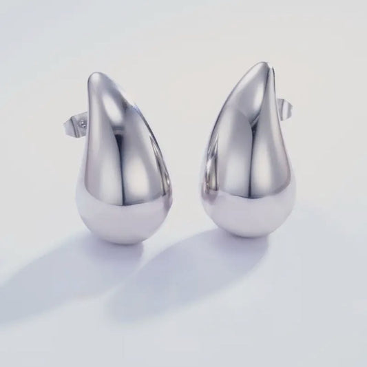 Goccia di Eleganza - orecchini acciaio inossidabile a forma di goccia - versione gold e silver