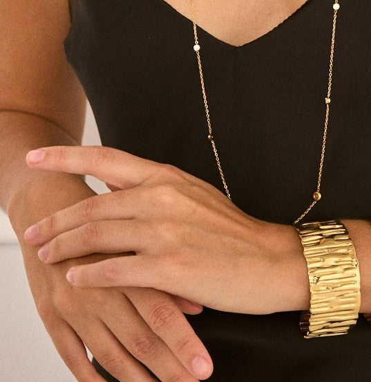Bracciale RHEA – Bracciale Donna in Acciaio Inossidabile Rigido Design Martellato