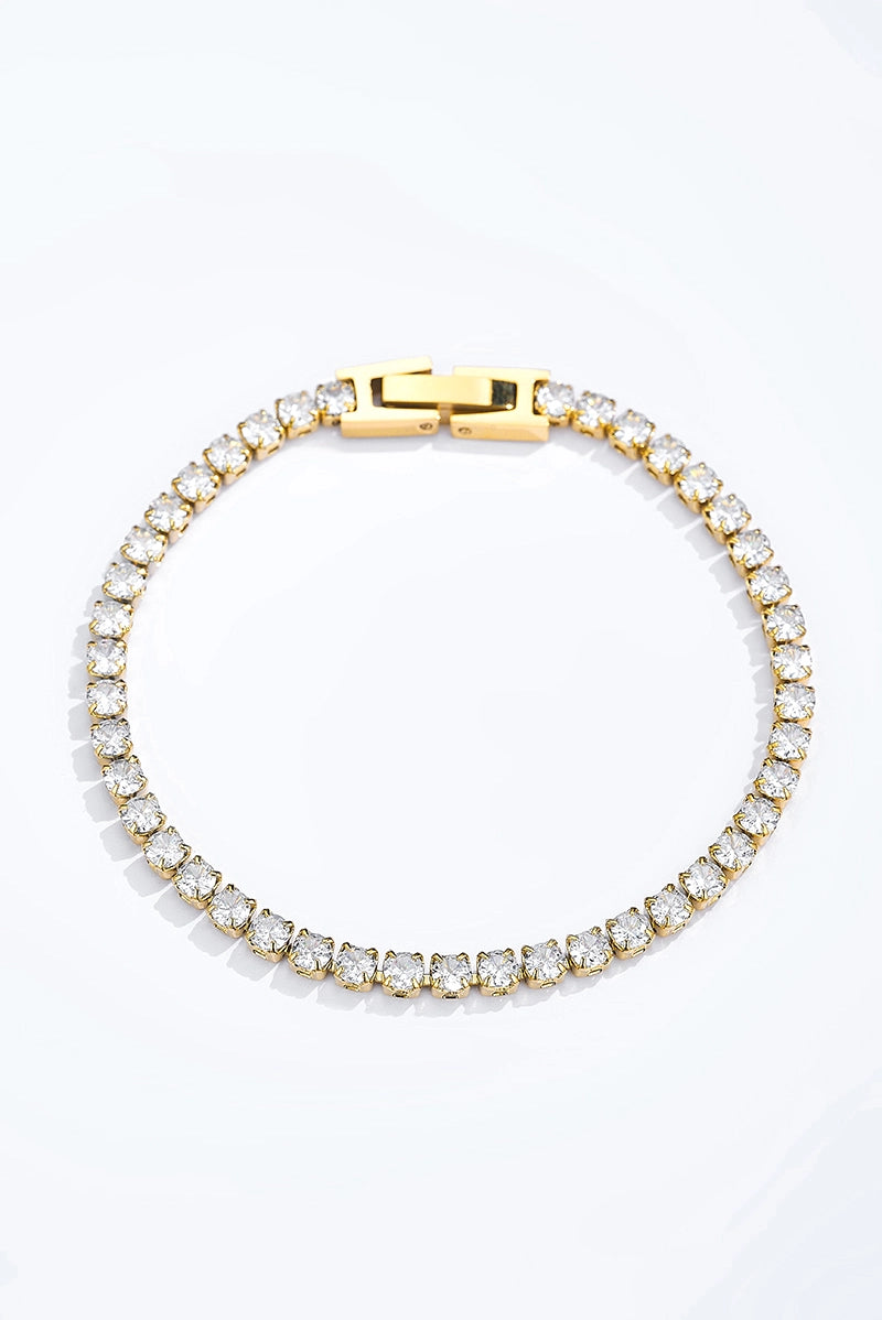 Bracciale Crystal Royale Tennis con Pietre Luminose in Acciaio Inossidabile – Oro o Argento