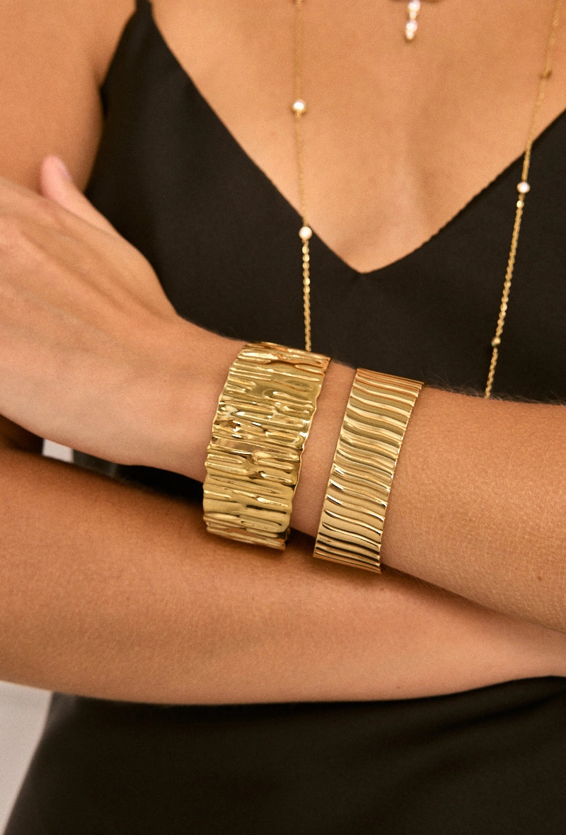Bracciale LYRA – Bracciale Donna in Acciaio Inossidabile Rigido Design Ondulato