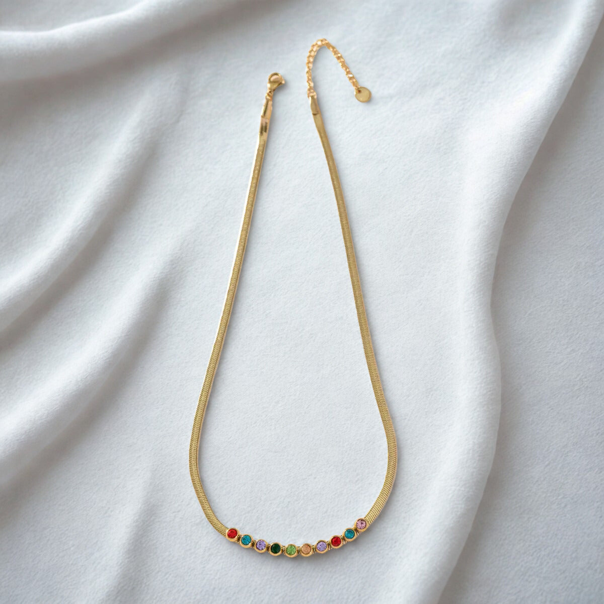 Collana Snake Lume | Girocollo Spina di Pesce Acciaio Inox Dorato con Punti Luce | Trendy, Anallergica, Waterproof