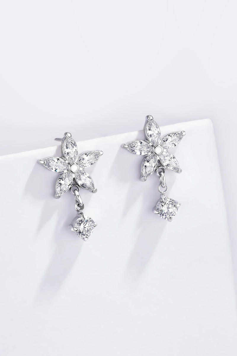Orecchini FLORIA – Orecchini Donna in Acciaio Inossidabile con Fiore e Punto Luce