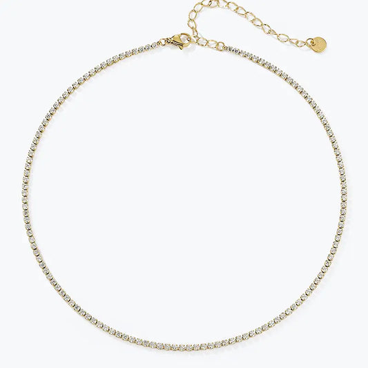 Collana Crystal Tennis in Acciaio Inossidabile Oro – Collana Elegante Donna con Zirconi