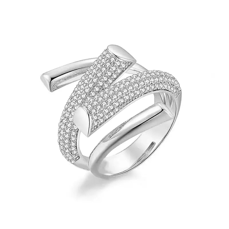 Anello Twist Pavé in Oro/Argento – Anello Intrecciato Elegante con Zirconi Brillanti