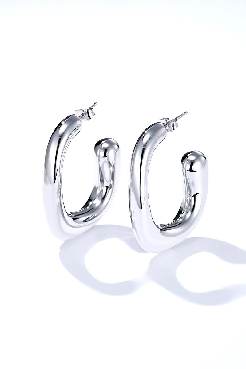 Women's NORA Domed Hoop Earrings in Stainless Steel