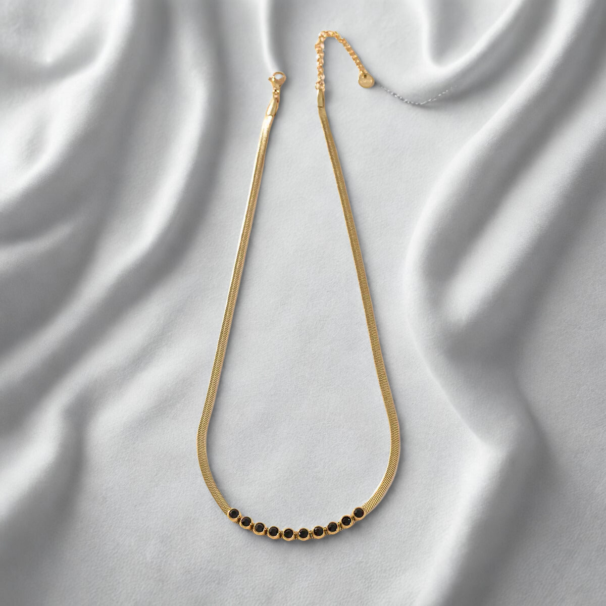 Collana Snake Lume | Girocollo Spina di Pesce Acciaio Inox Dorato con Punti Luce | Trendy, Anallergica, Waterproof
