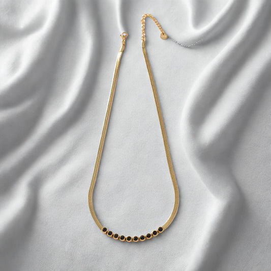 Collana Snake Lume | Girocollo Spina di Pesce Acciaio Inox Dorato con Punti Luce | Trendy, Anallergica, Waterproof