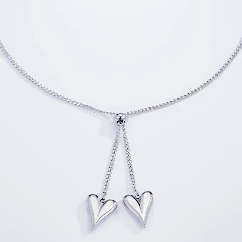 Collana Cuori Pendenti in Acciaio Inossidabile – Regolabile ed Elegante