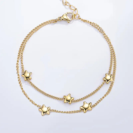 Bracciale Stella Donna in Acciaio Inossidabile – Doppia Catena Elegante