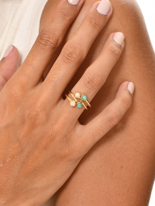 Anello Aurora Pop in Acciaio Inossidabile Oro con Dettagli Colorati Regolabile