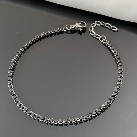 Bracciale Black Diamond Tennis in Acciaio Inossidabile Nero – Bracciale Elegante Donna