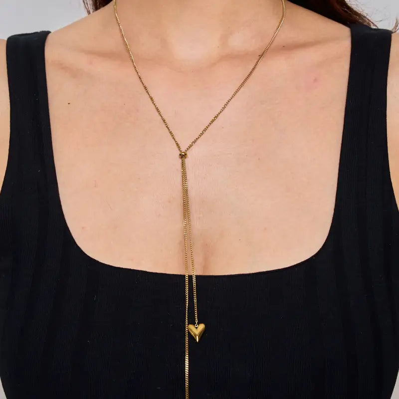 Collana Cuori Pendenti in Acciaio Inossidabile – Regolabile ed Elegante
