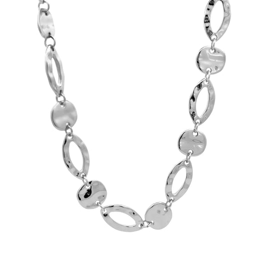 Collana Lunga Venus in Acciaio Inossidabile – Maglie Martellate Oro/Argento (90+5 cm)