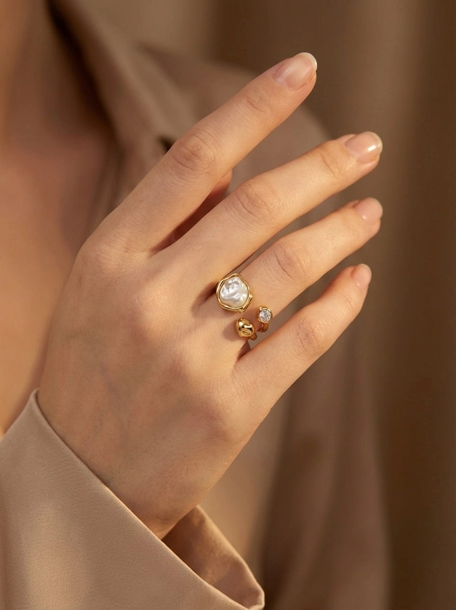 Anello NAIARA – Anello Donna in Acciaio Inossidabile con Madreperla