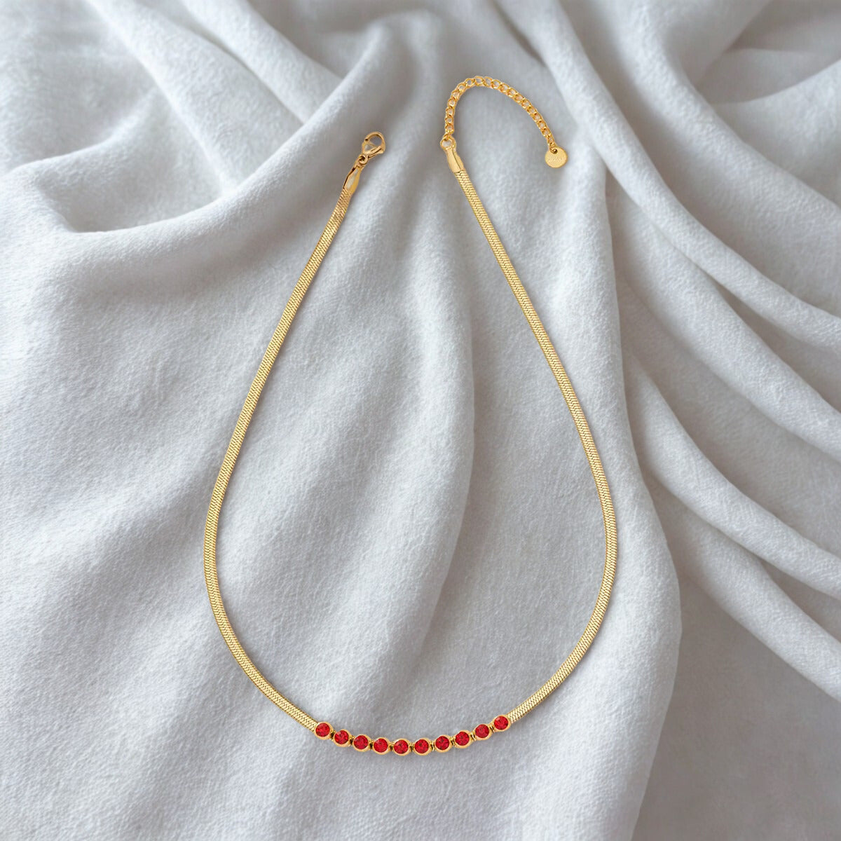 Collana Snake Lume | Girocollo Spina di Pesce Acciaio Inox Dorato con Punti Luce | Trendy, Anallergica, Waterproof