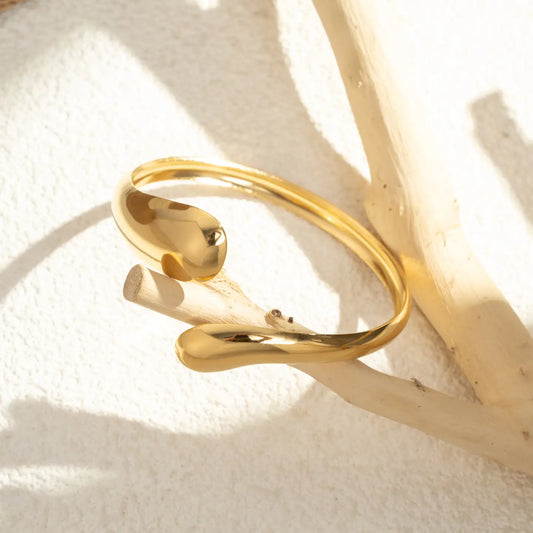 Bracciale Rigido "Eclipse Gold", Bracciale Rigido Donna Acciaio Inox Dorato Eclipse Gold Bangle Aperto