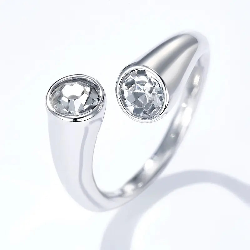Anello GEMINI in Acciaio Inossidabile regolabile con Doppio Cristallo