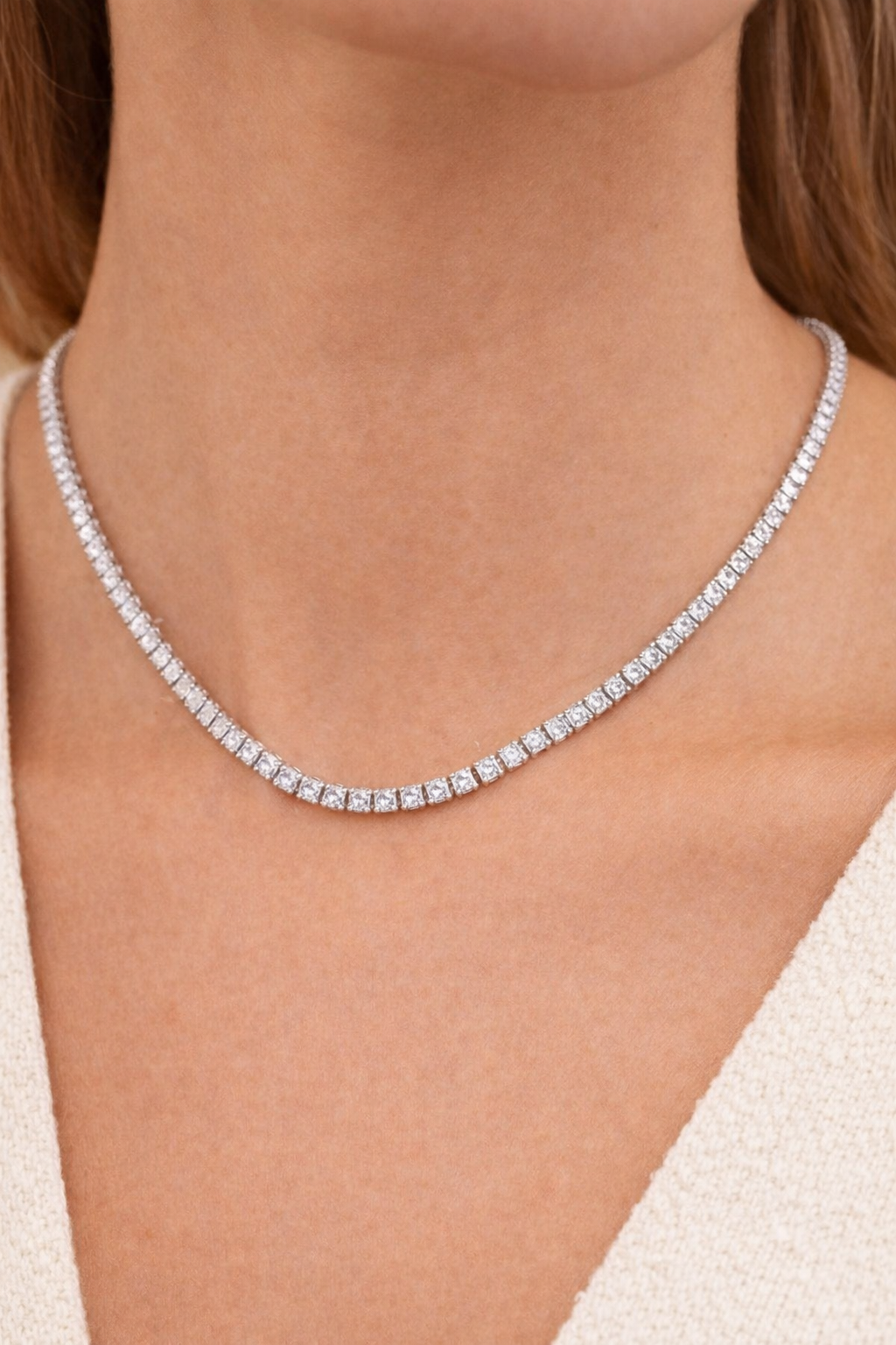 Collana Diamond Lux in acciaio inossidabile oro o argento – collana tennis con zirconi donna