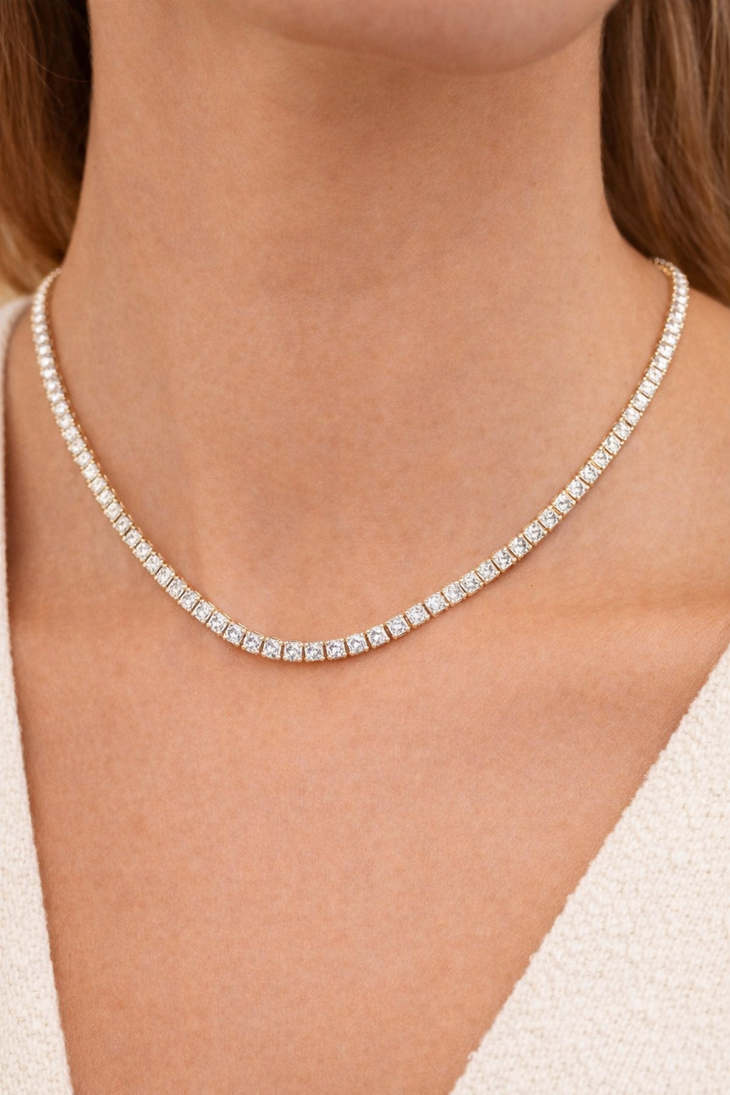 Collana Diamond Lux in acciaio inossidabile oro o argento – collana tennis con zirconi donna