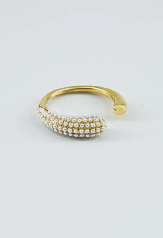 Anello "Golden Kernel" – Perle & Acciaio Inox