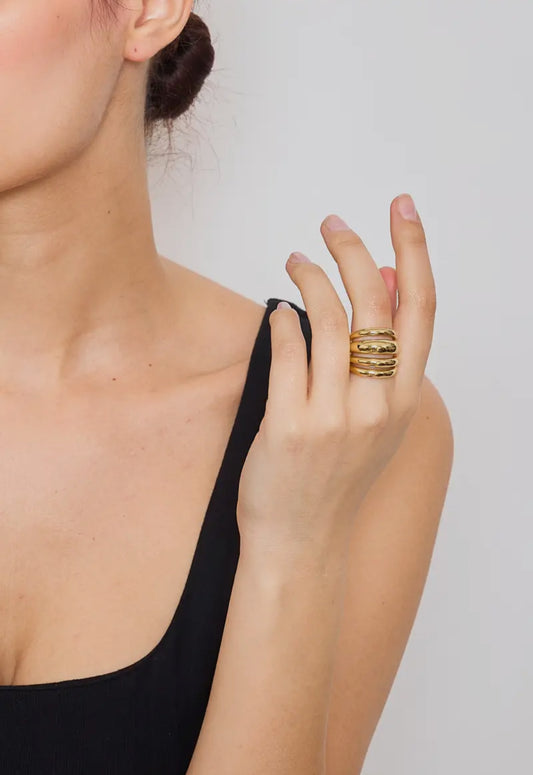 Cerchi di Luce - Anello in acciaio inossidabile anallergico versione silver e gold