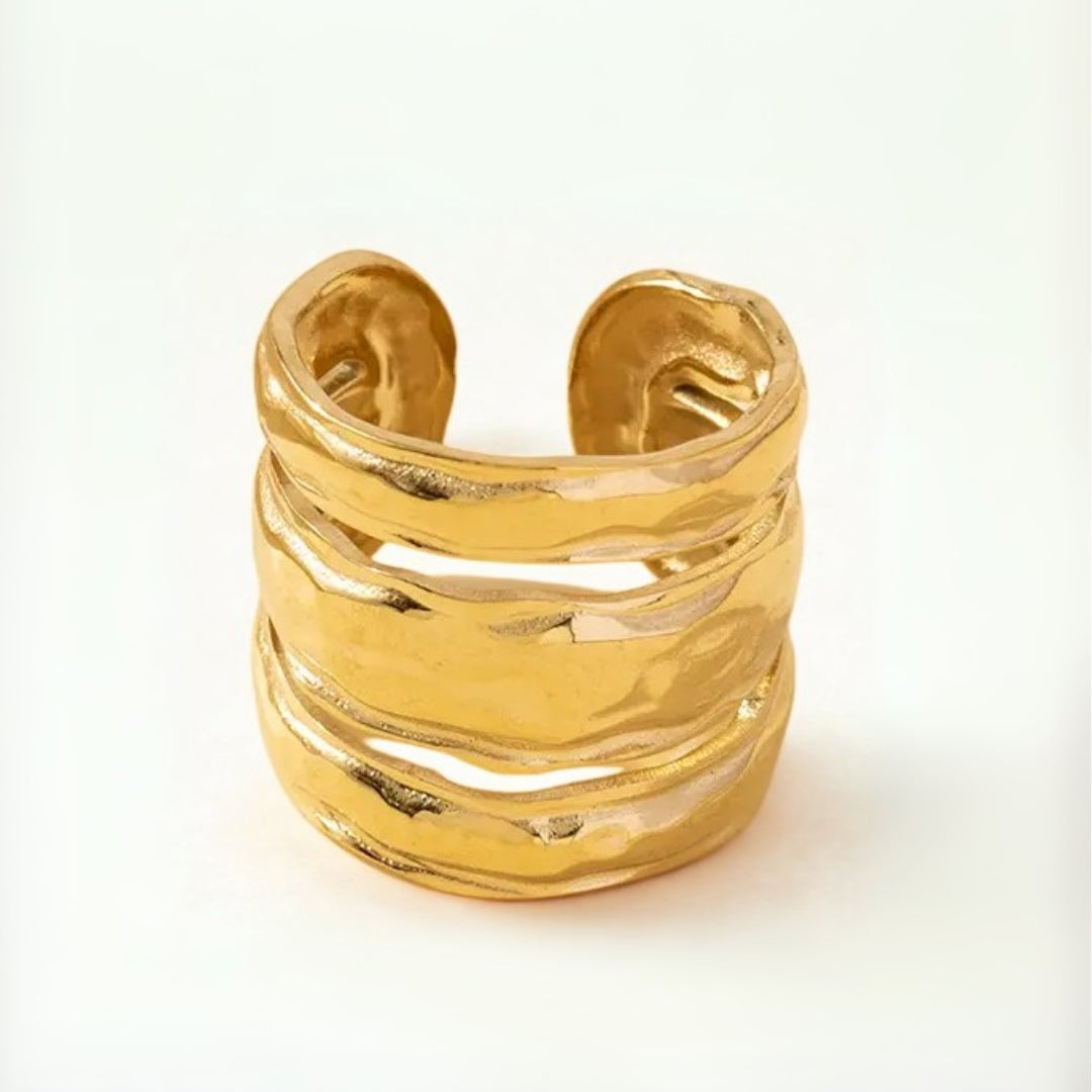 Golden Wave – Anello a fascia regolabile  in Acciaio Inossidabile