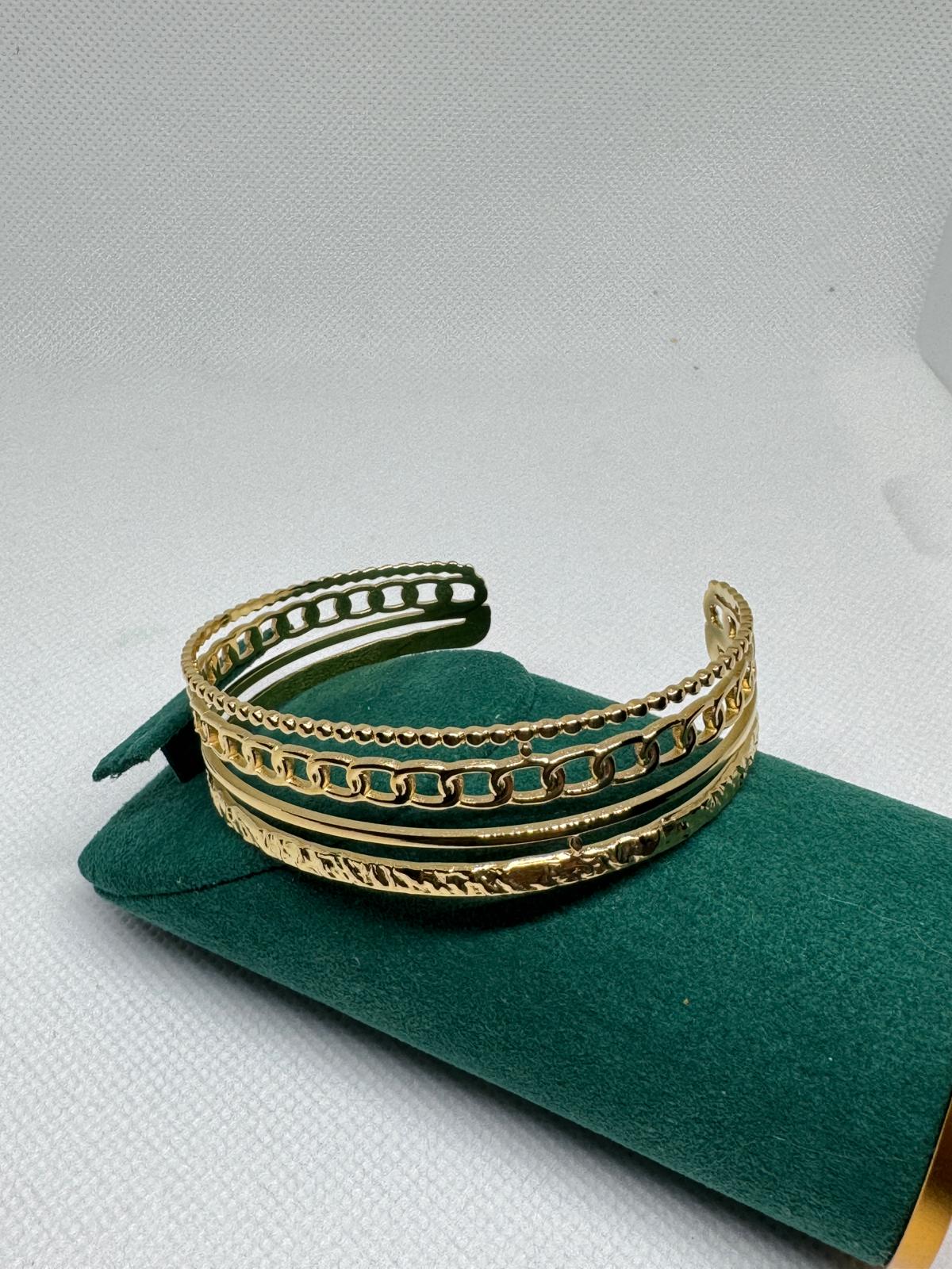 Fascino Dorato - bracciale rigido in acciaio inossidabile gold