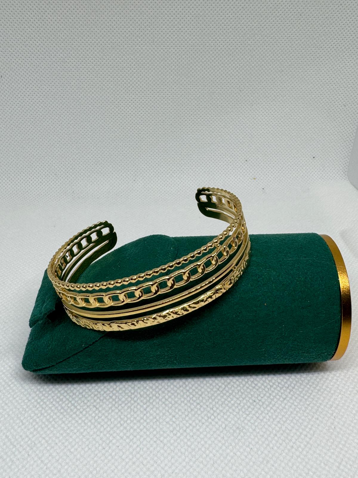 Fascino Dorato - bracciale rigido in acciaio inossidabile gold