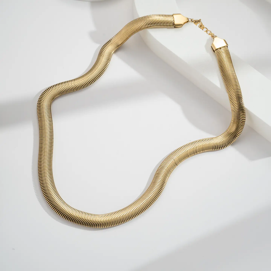Collana Golden Snake in Acciaio Inossidabile Oro – Collana Catena Serpente Elegante Donna