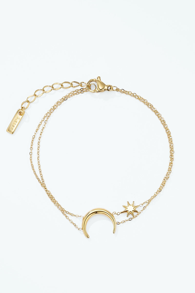 Bracciale luna e stella in acciaio inossidabile oro – bracciale donna elegante regolabile