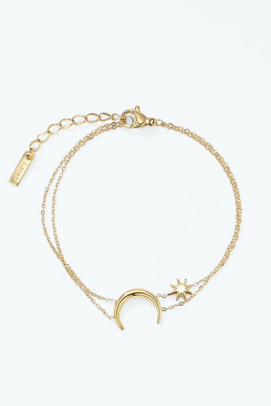 Bracciale luna e stella in acciaio inossidabile oro – bracciale donna elegante regolabile