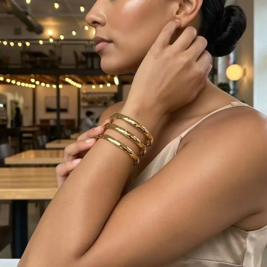 Bracciale Golden Layers Rigido Multistrato in Acciaio Inossidabile Oro – Bracciale Elegante Donna