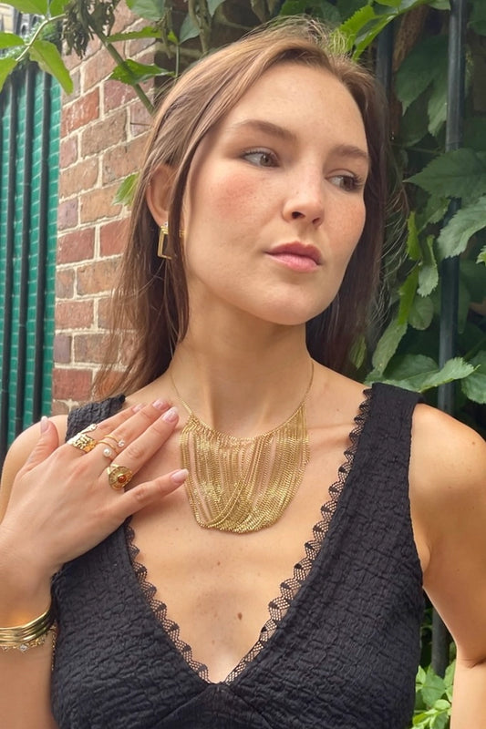 Collana Cascata Dorata in Acciaio Inossidabile